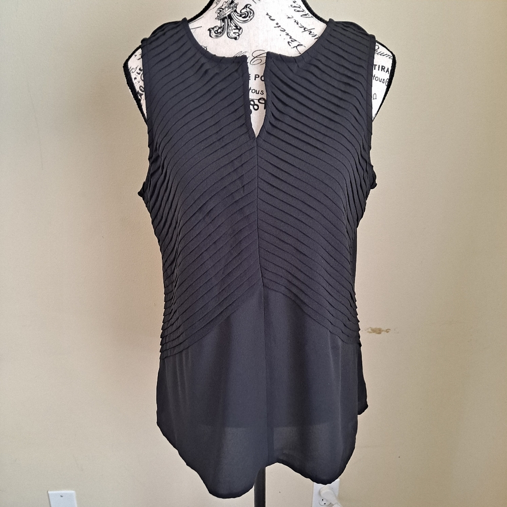 The Limited Black Ribbed Asymmetrical Blouse